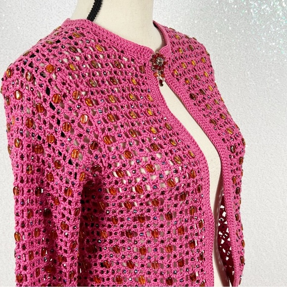 Cynthia Cynthia Steffe crochet knit beaded sweater/ cardigan - Picture 2 of 12